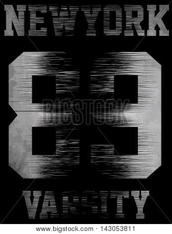 College New York typography; t-shirt graphics fashion style