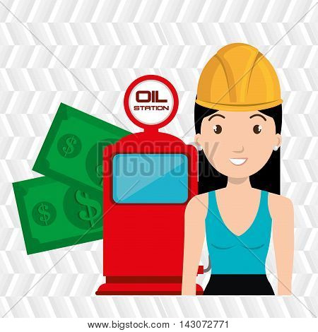 woman dispenser gasoline vector illustration graphic eps 10