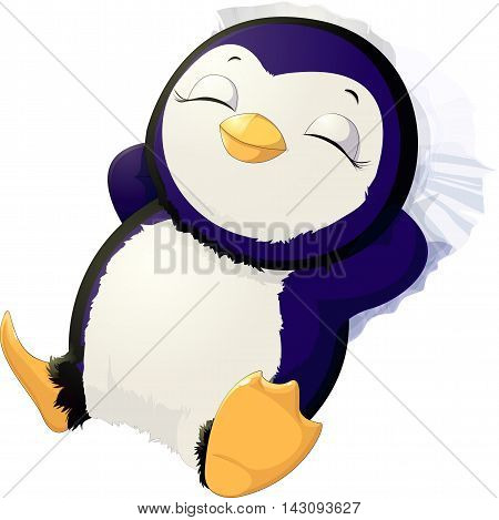 Sleep cute penguin on a white background