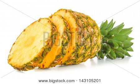 Pineapple with slices, isolated on white