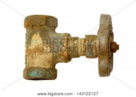 Old Rusty Valve Isolated On White