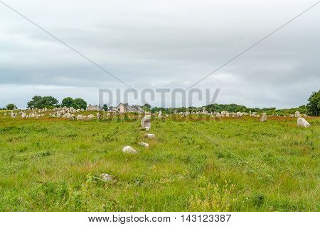 scenery around the Carnac stones a megalithic site in Brittany France