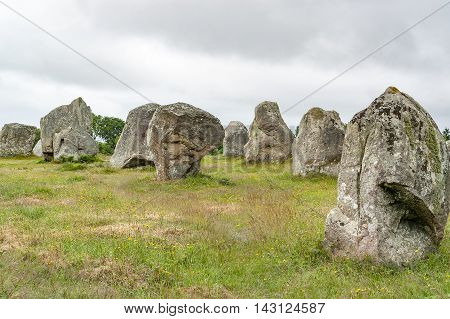 scenery around the Carnac stones a megalithic site in Brittany France