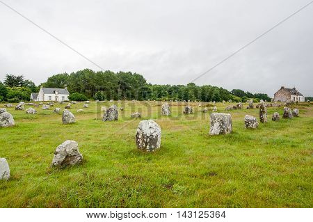 scenery around the Carnac stones a megalithic site in Brittany France