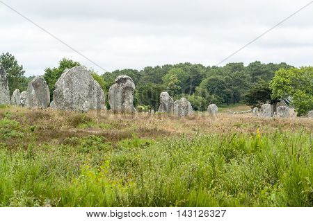 scenery around the Carnac stones a megalithic site in Brittany France