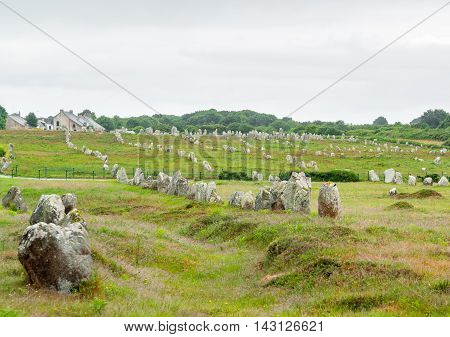scenery around the Carnac stones a megalithic site in Brittany France