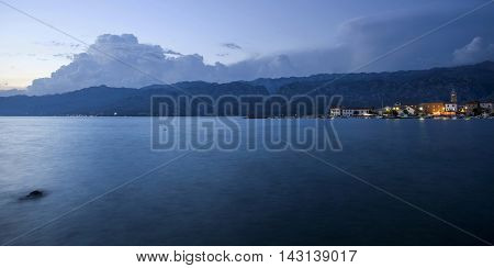 Night view of beautiful small village of Vinjerac, Croatia 