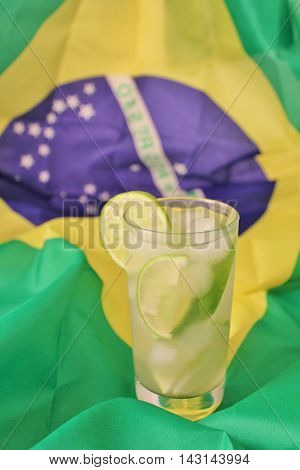 Fresh Lime Caipirinhas On Brazilian Flag