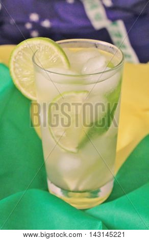 Fresh Lime Caipirinhas On Brazilian Flag