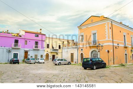 colorful buildings in Lesina village in Apulia Gargano Italy