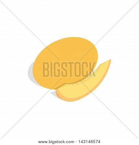 Melon and melon slice icon in isometric 3d style on a white background