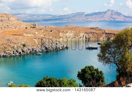 The view of Rhodes Greece. The sea ans islands