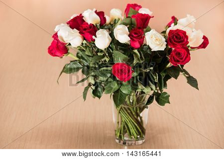 The Bouquet of white and red roses