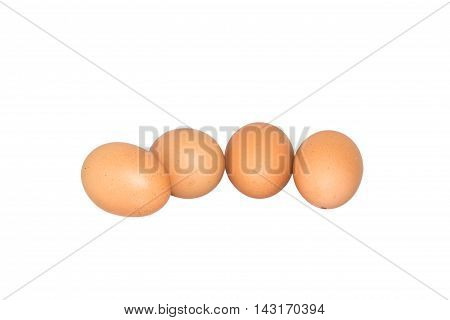 Close up odject, Four eggs isolated on white background