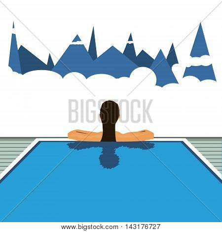 Girl in the pool. Vector travel illustration