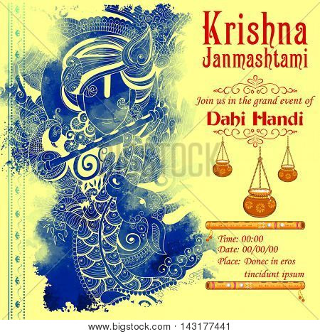 illustration of Lord Krishana in Happy Janmashtami