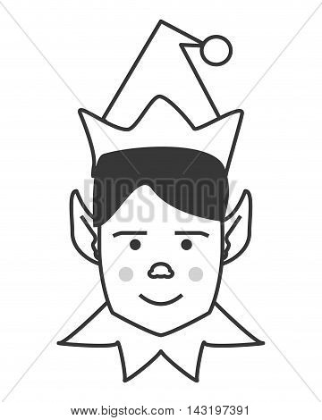 elf cartoon merry chistmas celebration icon. Flat and Isolated illustration. Vector illustration