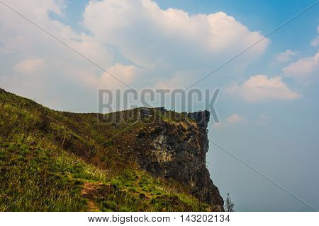 The peak of the mountain and Clouds Phu Chi Fa in Chiang Rai City Thailand