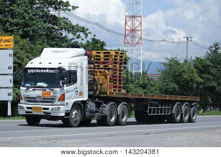 CHIANGMAI THAILAND -JULY 27 2016: Hino Trailer Cargo truck of Boon Prasong Transport. On road no.1001 8 km from Chiangmai Business Area.