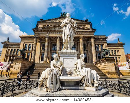 Schiller Statue In Front Of Konzerthaus In Berlin (hdr)