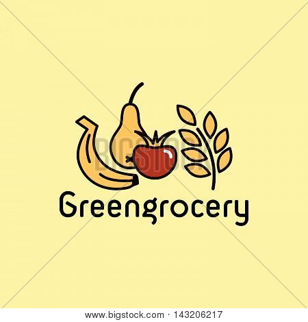 Vector line icon. Greengrocery section. Badge, signboard or banner.