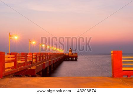 Public area Saranvitee bridge at ao prachuab in sunrise Prachuap Khiri Khan provincethailand