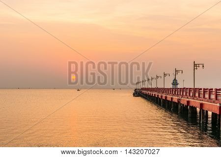 Public area Saranvitee bridge at ao prachuab in sunrise Prachuap Khiri Khan provincethailand