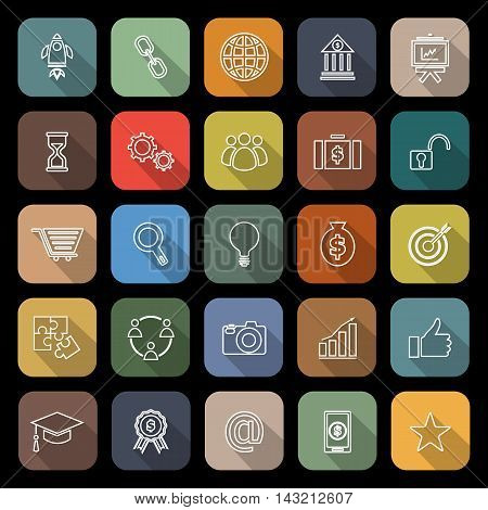 Start up line flat icons with long shadow, stock vector