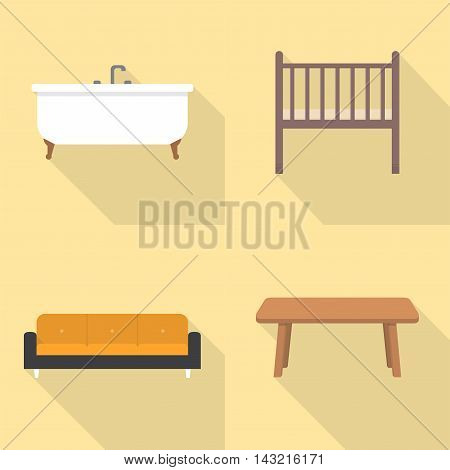Set of great flat icons with style long shadow icon and use for interior, furniture, concept, design and much more.