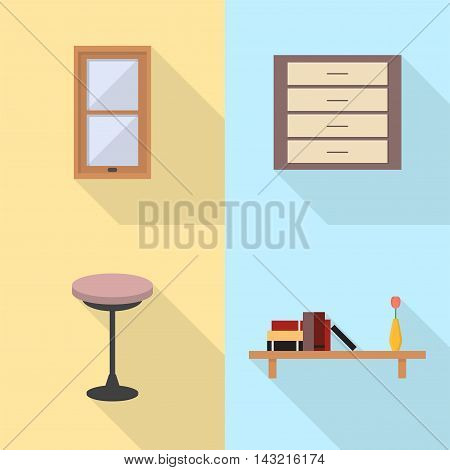 Set of great flat icons with style long shadow icon and use for interior, furniture, concept, design and much more.
