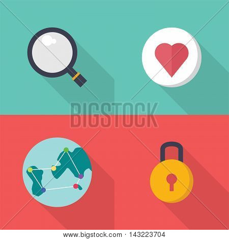 Set of great flat icons with style long shadow icon and use for search engine optimization, internet , marketing, advertising and much more.