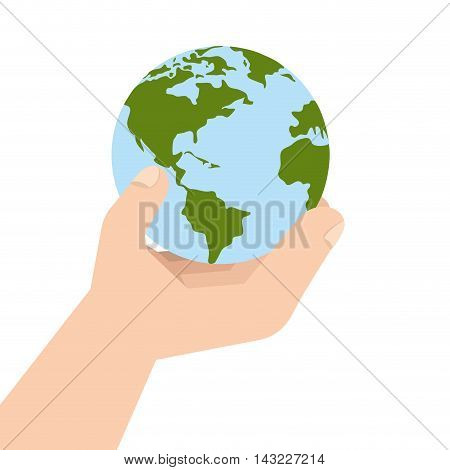 planet ecology hand  enviroment world global nature green vector illustration
