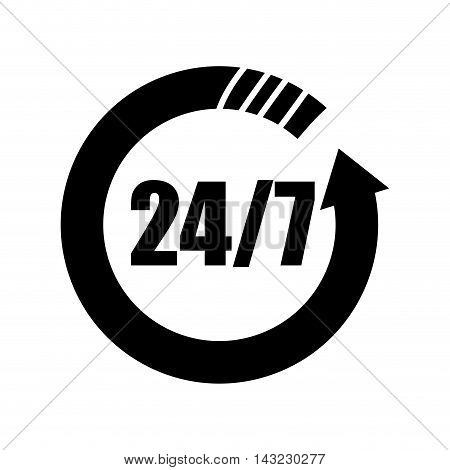 24 hour service open strippes time center call vector illustration  silhouette