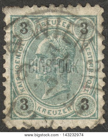 MOSCOW RUSSIA - CIRCA JULY 2016: a stamp printed in AUSTRIA shows a portrait of Emperor Franz Josef I the series 