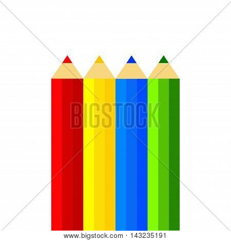Set of colored pencils on white background. Vector illustration.