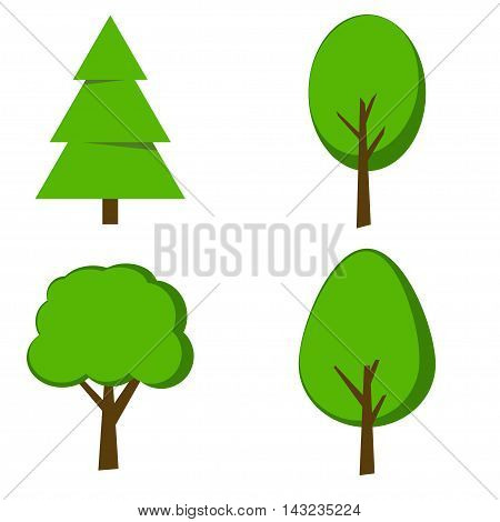 4 Tree icon set. Nature collection. Vector illustration