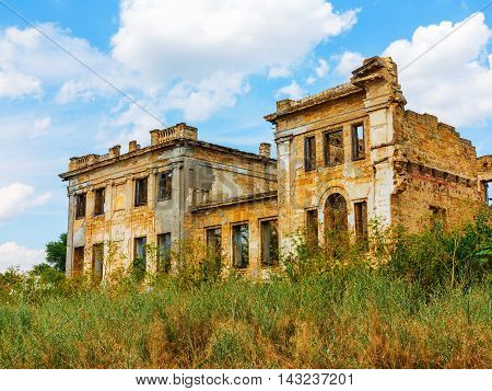 The Ruins Of An Ancient House In Odessa, Ukraine. Historic Building Destroyed By Vandals Of The Prol