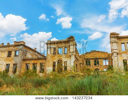 The Ruins Of An Ancient House In Odessa, Ukraine. Historic Building Destroyed By Vandals Of The Prol
