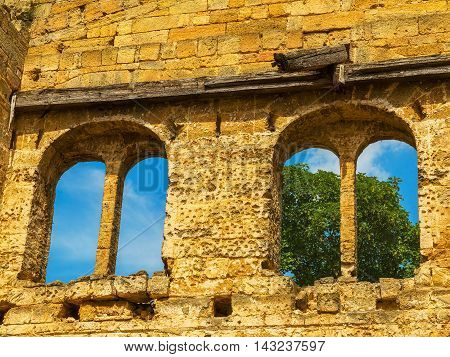The Ruins Of An Ancient House In Odessa, Ukraine. Historic Building Destroyed By Vandals Of The Prol