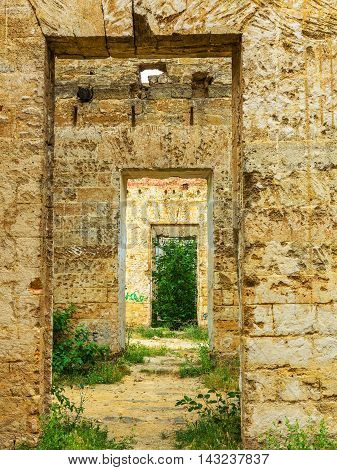 The Ruins Of An Ancient House In Odessa, Ukraine. Historic Building Destroyed By Vandals Of The Prol