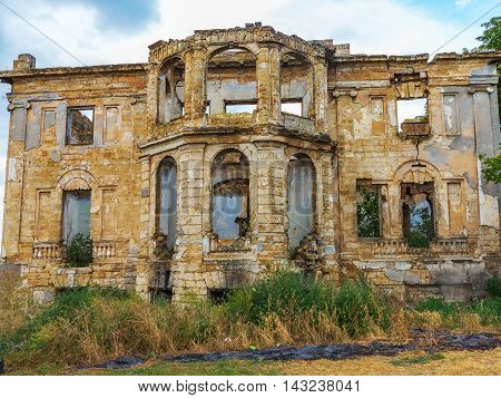 The Ruins Of An Ancient House In Odessa, Ukraine. Historic Building Destroyed By Vandals Of The Prol