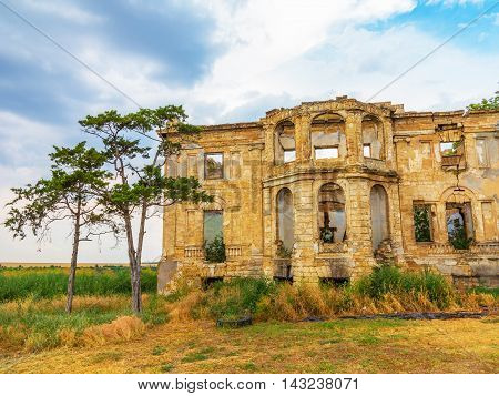 The Ruins Of An Ancient House In Odessa, Ukraine. Historic Building Destroyed By Vandals Of The Prol