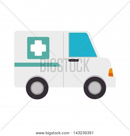 ambulance van medicine cross health rescue paramedic service vector illustration