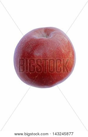 Fuji apple (Malus domestica Fuji). Hybrid between Red Delicius and Virginia Ralls Janet apples. Image of single apple isolated on white background