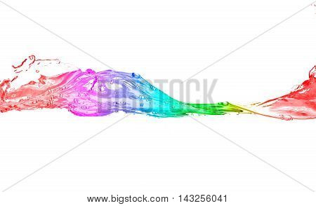 Color water wave on white vackground. Dynamic splash