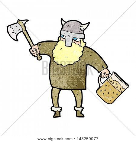 freehand textured cartoon drunk viking