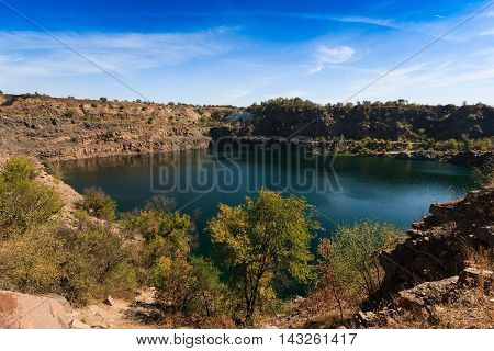 Lovely view of the man-made lake was formed in the quarry.