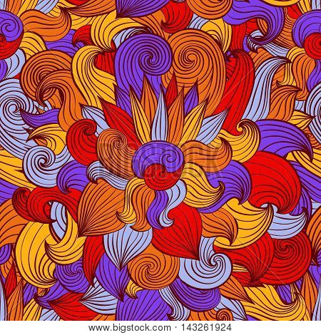Hand painted watercolor vector flowerseamless pattern background