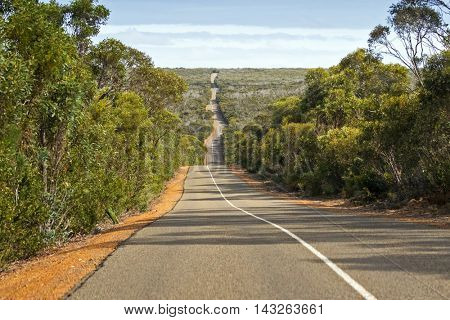 Windy wavy roadway, Cape du Couedic road, located on Kangaroo Island, South Australia