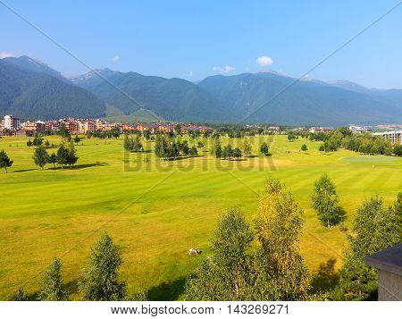 A View Of The Peaks Of Pirin Mountain (vihren And Todorka) Golf Club, Razlog, Bulgaria